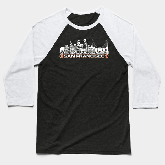 San Francisco Baseball Team All Time Legends, San Francisco City Skyline Baseball T-Shirt by Legend Skyline